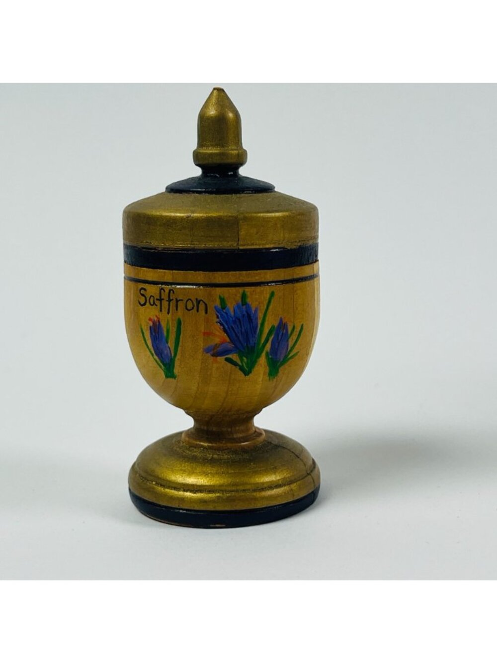 Vintage Handmade Wooden Lidded Urn Containers Set of 5 Hand Painted Floral Decor - Picture 3 of 10